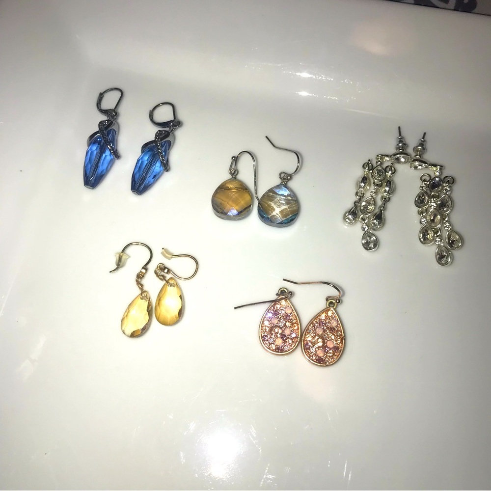 Lot of 5 Tear Drop Dangle Earrings